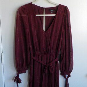 Lulus Jumpsuit - NWT Cabernet Red - Fancy Holiday Sparkle - Size X-Small (622)